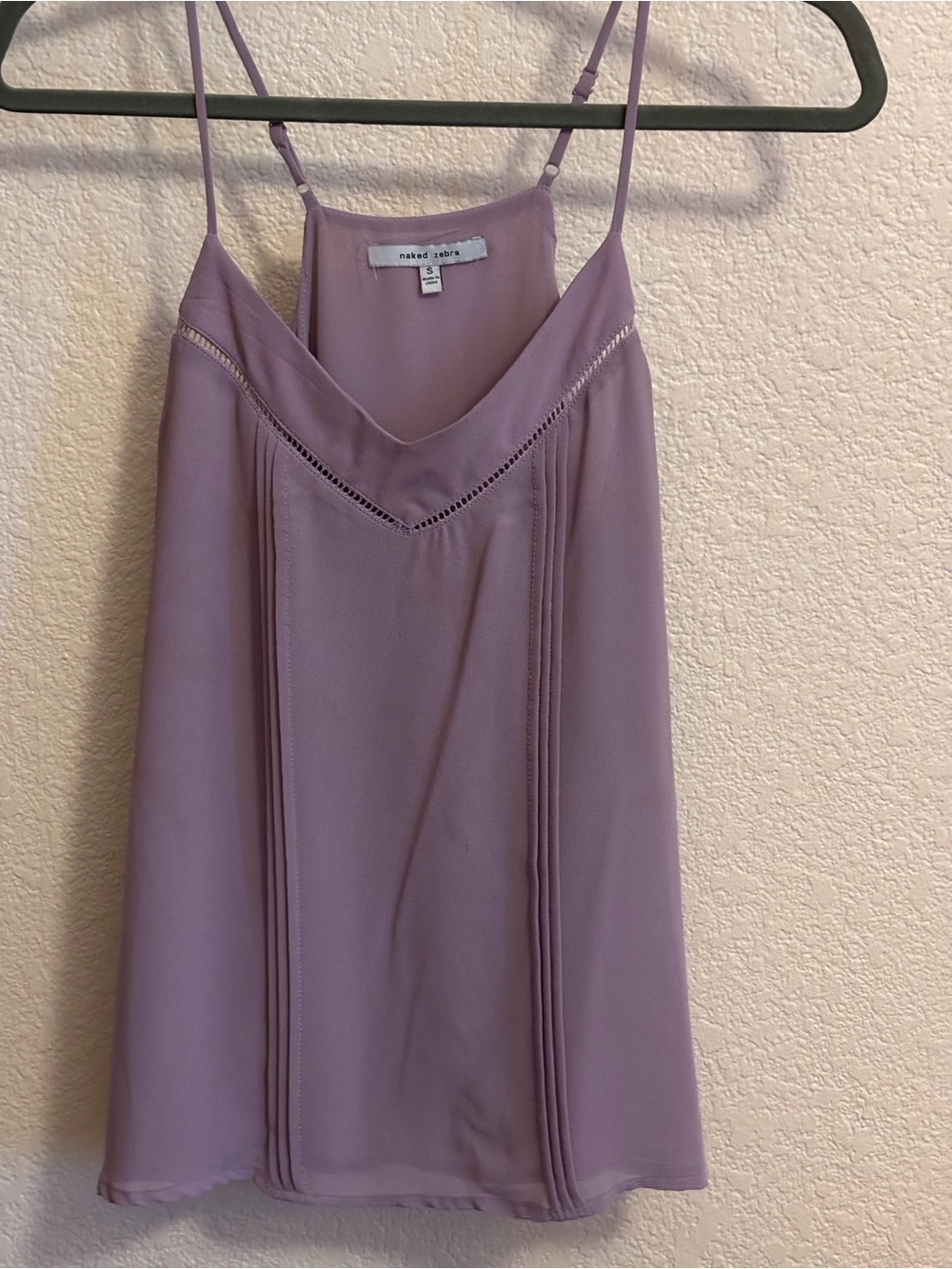 Naked Zebra lavender camisole slip top with lace trim